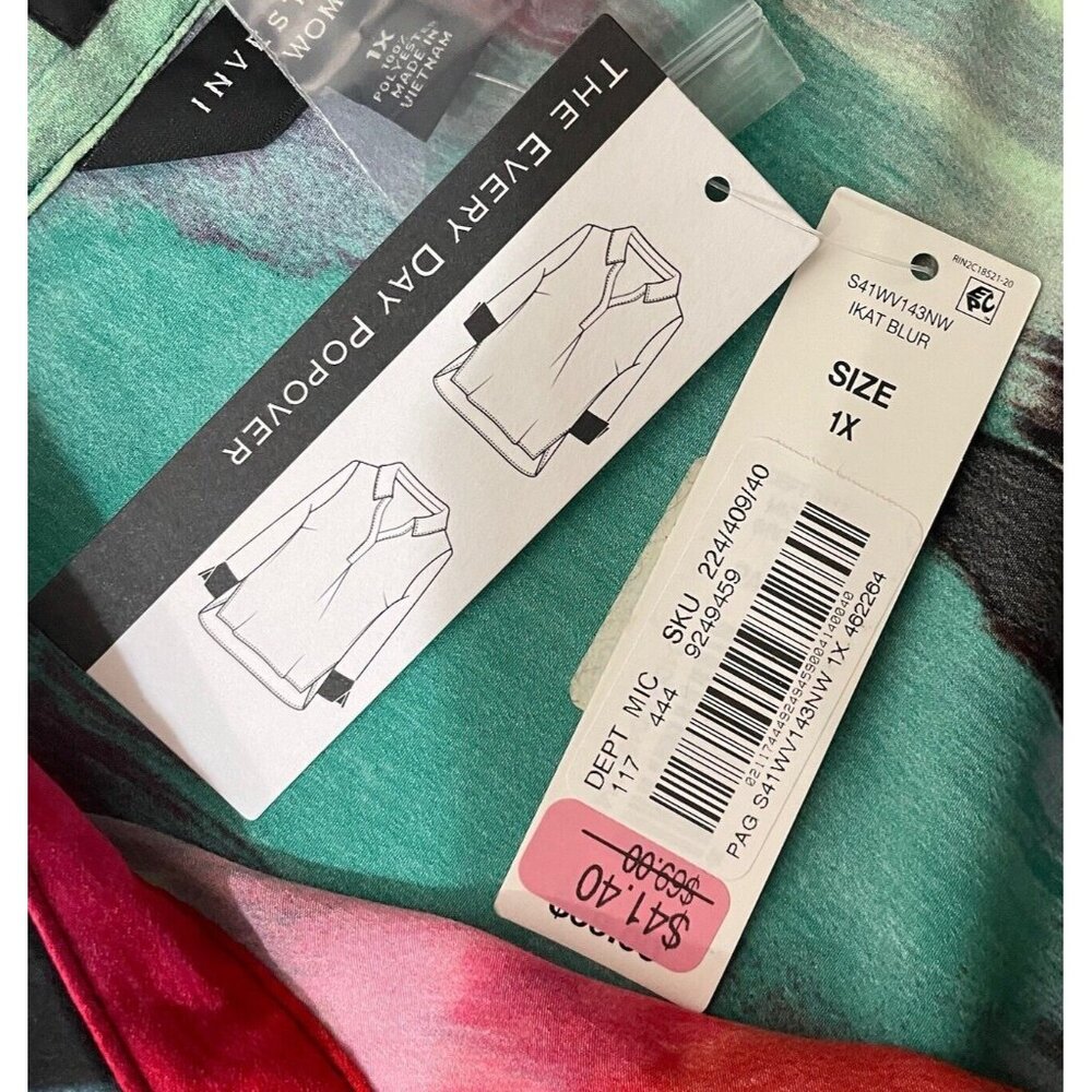 Investments Womens 1X Paige Everyday Popover Watercolor Blouse NWT Office Artsy - Picture 11 of 11